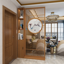 New Chinese solid wood screen partition Xuanguan Living room lockers Bookshelf partition Round Fence Partition Bogu Shelf