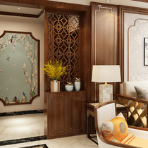 Modern new Chinese solid wood partition Xuan Guan Living Room Flower Type Hollowed-out Partition Cabinet Bedroom Dining Locker Shoe Cabinet