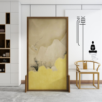 Minima New Chinese Screen Partition Living Room Bedroom Decorator with mobile shielded light extravagant landscape solid wood seat screen