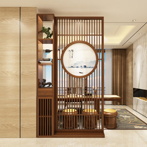 New Chinese solid wood screen partition Xuan Guan Living Room Lockers Bookshelf Partition Round Landscape Partition Bogu Shelf