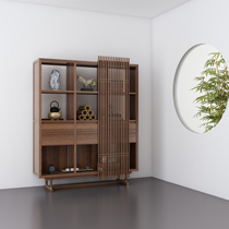 New Chinese Light Lavish Tea Table And Chairs Combined Office Black Walnuts Solid Wood Zen Tea Cabinet Tea Room Locker