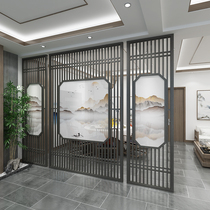 New Chinese Modern Partition Screen Solid Wood Landscape Genguan Living Room Hotel Hall Landscape Swing Piece Custom Seat Screen