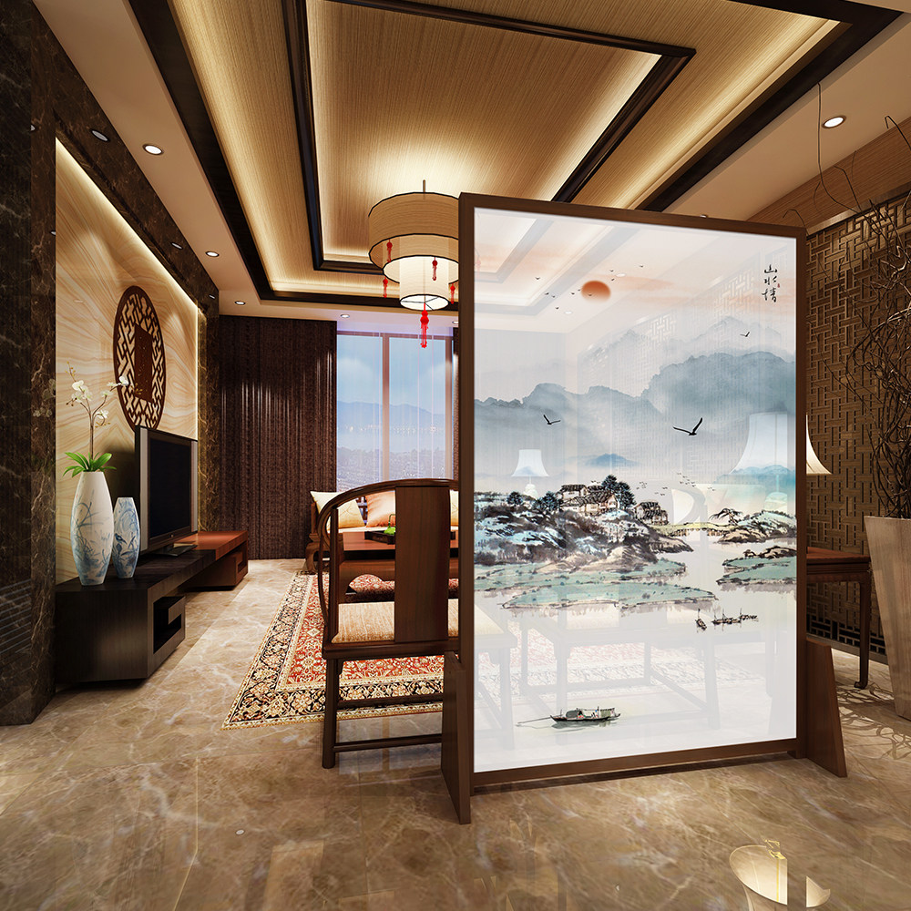 Modern Chinese solid wood screen partition Xuanguan Living room mobile book room Bedroom custom seat screen Hupeach wood Qiao its yarn