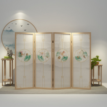 New Chinese style Modern simple solid wood screen partition Living room bedroom folding screen partition Study tea room Hotel screen