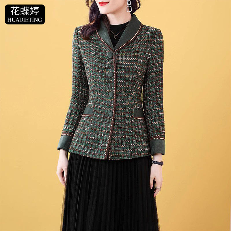 Green Tweed Short Jacket for Women, 2025 Autumn and Winter, Versatile Woolen Top, Elegant and Slimming Tweed Coat Green Tweed Short Jacket for Women, 2025 Autumn and Winter, Versatile Woolen Top, Elegant and Slimming Tweed Coat