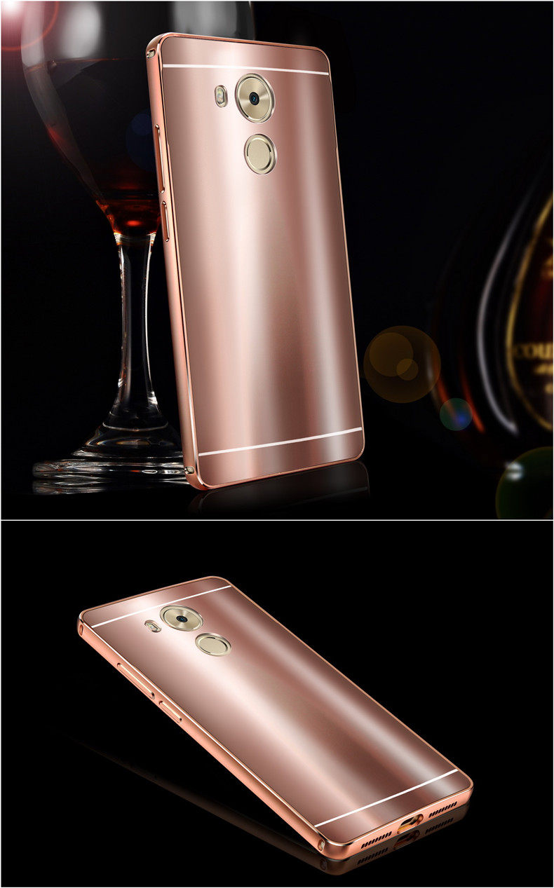 iy Ultra Slim Lightweight Aluminum Metal Bumper Dazzle Color Acrylic Back Cover Case for Huawei Mate 8
