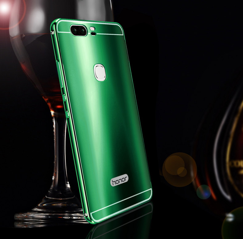 iy Ultra Slim Lightweight Aluminum Metal Bumper Dazzle Color Acrylic Back Cover Case for Huawei Honor V8