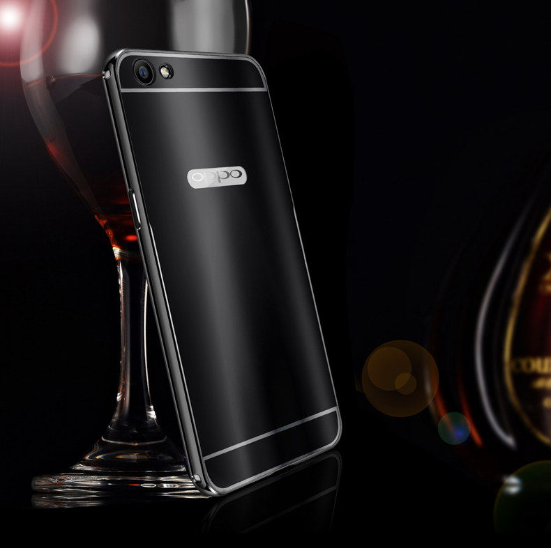 iy Ultra Slim Lightweight Aluminum Metal Bumper Dazzle Color Acrylic Back Cover Case for OPPO R9s