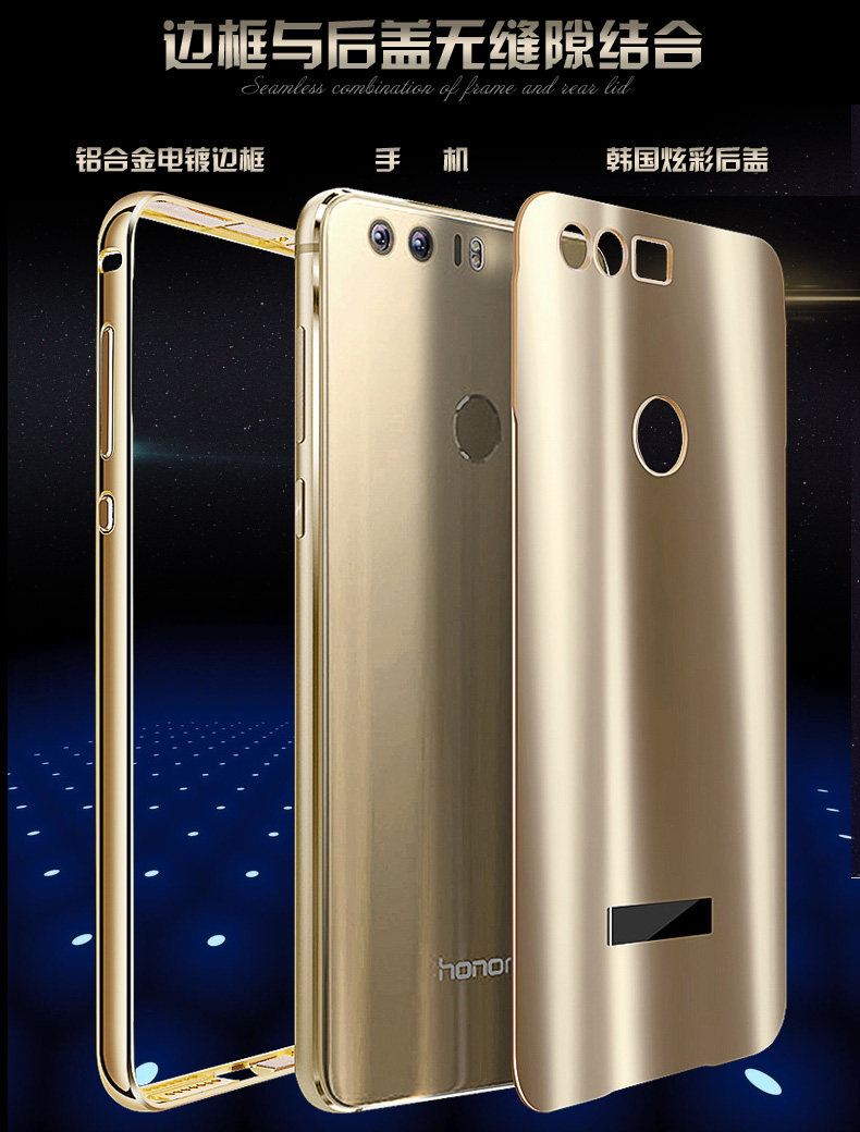 iy Ultra Slim Lightweight Aluminum Metal Bumper Dazzle Color Acrylic Back Cover Case for Huawei Honor 8