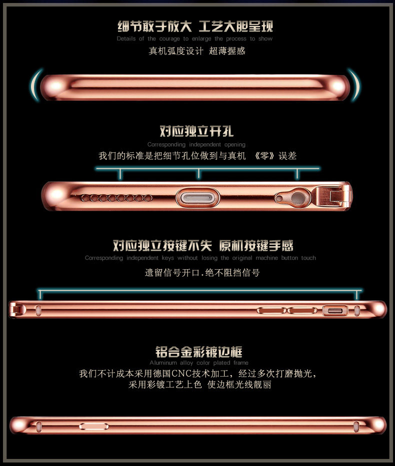 iy Ultra Slim Lightweight Aluminum Metal Bumper Dazzle Color Acrylic Back Cover Case for Apple iPhone 6S Plus/6 Plus & iPhone 6