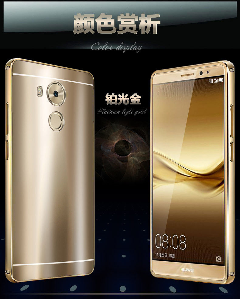iy Ultra Slim Lightweight Aluminum Metal Bumper Dazzle Color Acrylic Back Cover Case for Huawei Mate 8