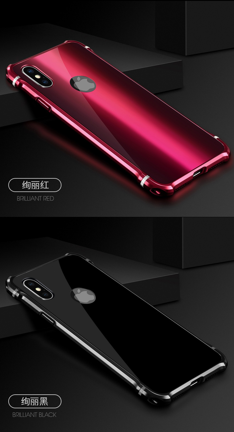iy Rainbow Aluminum Metal Bumper Dazzle PC Back Cover Case for Apple iPhone X