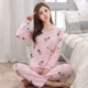 Bộ đồ ngủ nữ mùa thu cotton dài tay phiên bản Hàn Quốc của bộ phim hoạt hình ngọt ngào dễ thương mùa xuân và mùa thu đông có thể mặc một bộ đồ nữ phục vụ tại nhà xuong may do bo