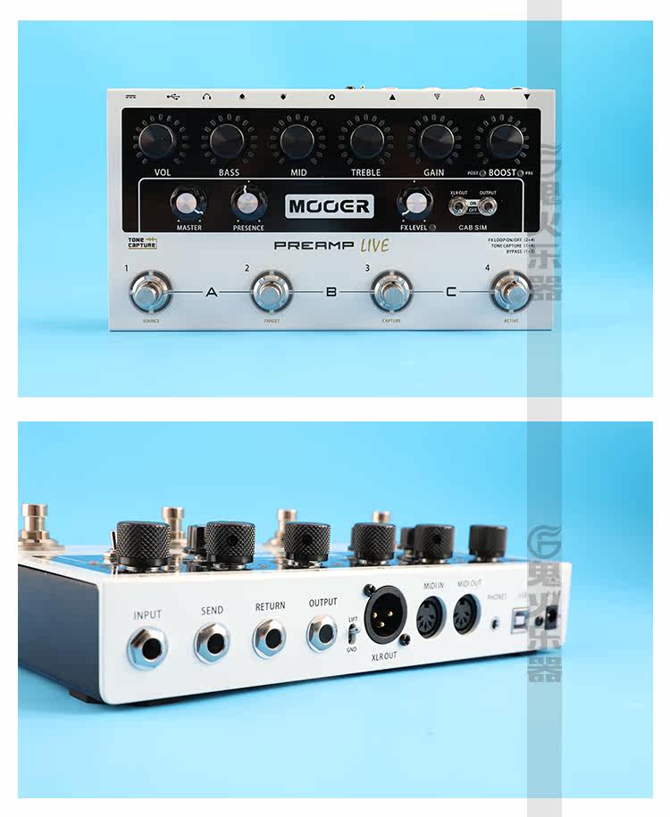 Процессор эффектов 魔耳mooer preamp live 专业落地前级效果器/支持ir克隆技术现货