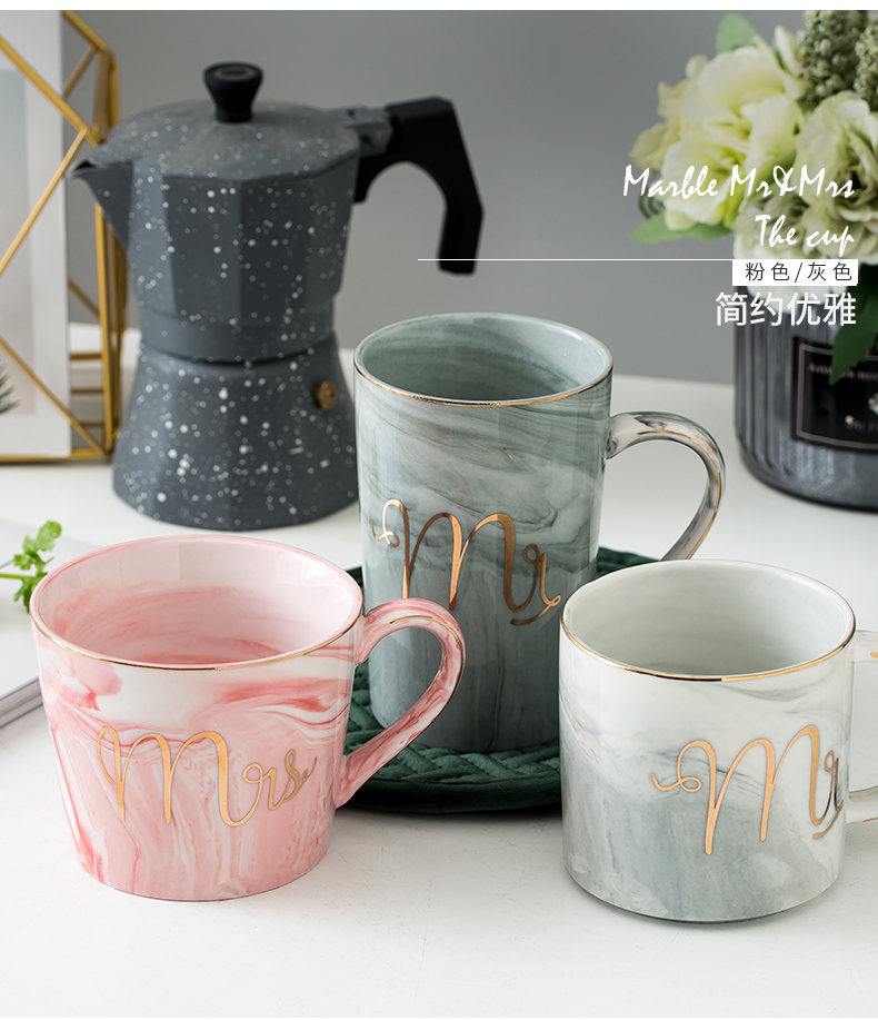 Ming up European marble mark cup creative up phnom penh ceramic English office coffee cup couples cup cup