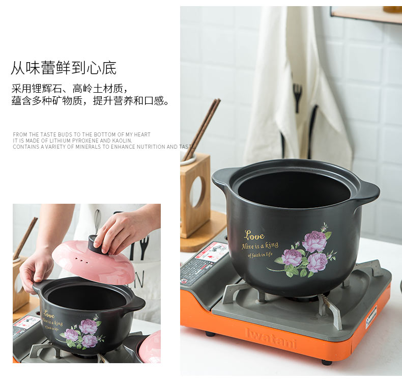 Ming l casseroles, high temperature resistant crock soup pot small ceramic casserole pot soup pot stew flame household gas soup pot