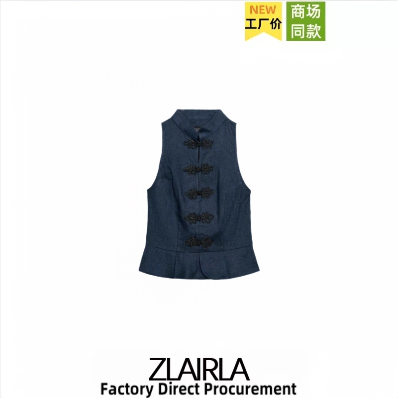 Za Women's Clothing Summer New Fashionable Elegant Sleeveless High-Neck Linen New Chinese Style Waist-Cinching Top Vest 7756826 Za Women's Clothing Summer New Fashionable Elegant Sleeveless High-Neck Linen New Chinese Style Waist-Cinching Top Vest 7756826