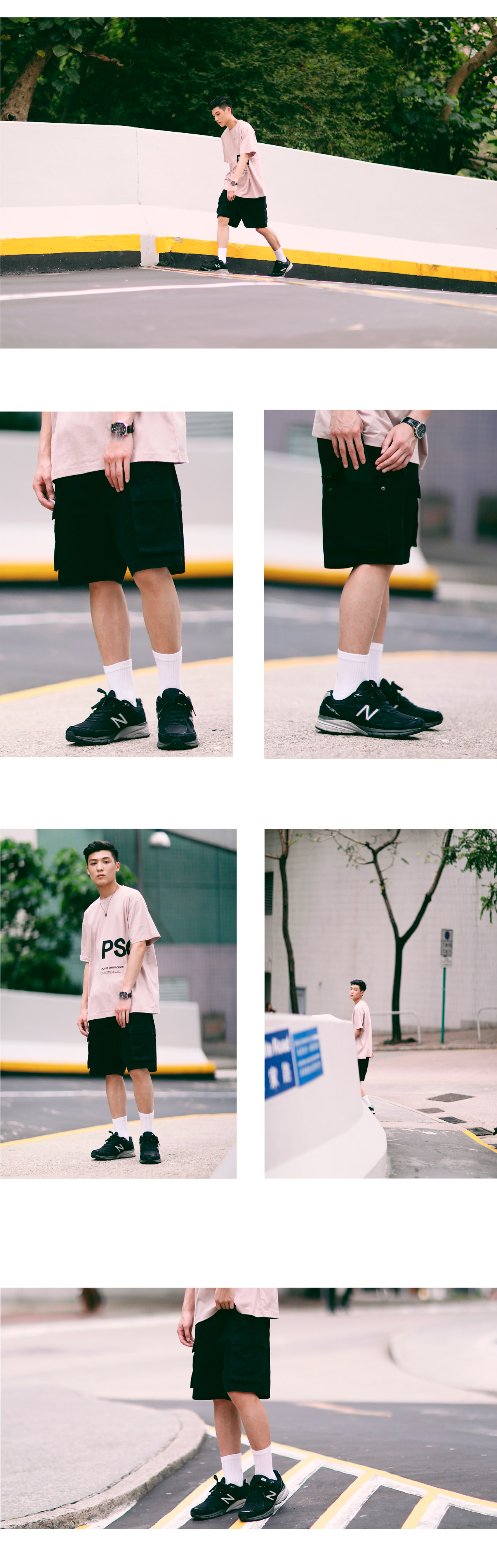 PSO Brand 18SS5 túi đôi dụng cụ cotton giặt đơn giản màu nguyên bản năm điểm quần short nam quần jean nam hàng hiệu