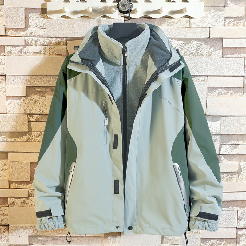 Outdoor tide winter sub-coat men and women's coat three-in-one detachable anti-wind and water and plus-thickening two-piece sets