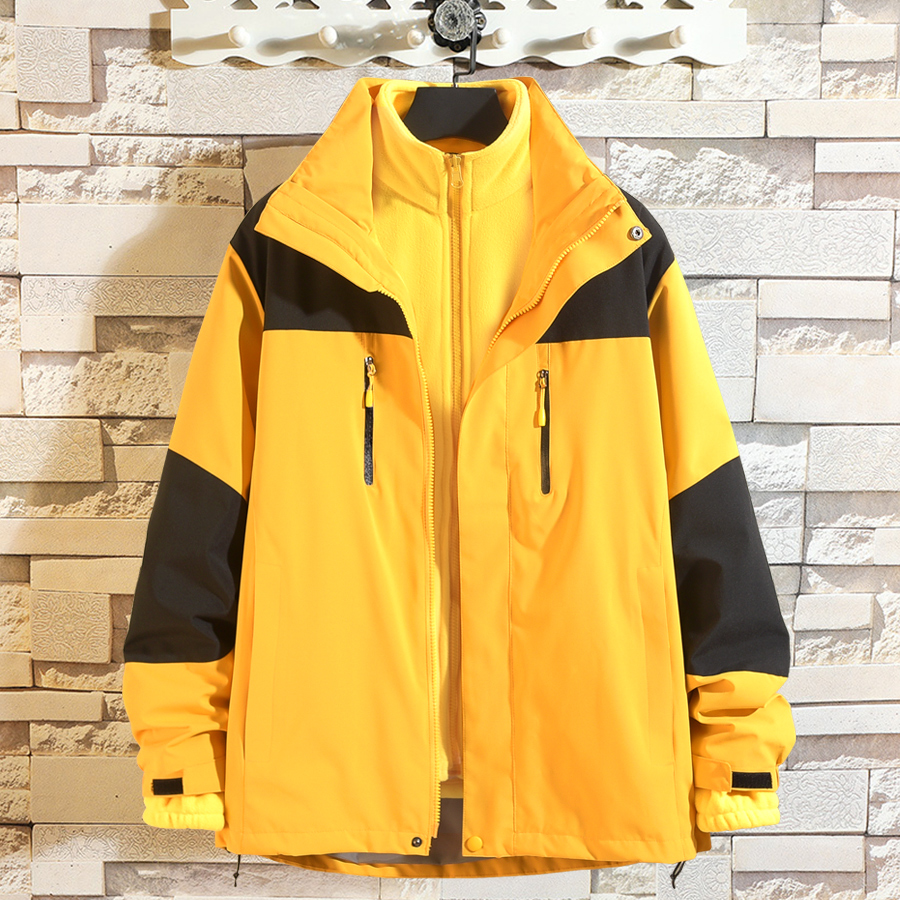 Outdoor submachine clothes men and women Bottletide Cards Three-in-one Detachable Plus Suede Thickened Windproof Waterproof Spring Autumn Tourist Jacket
