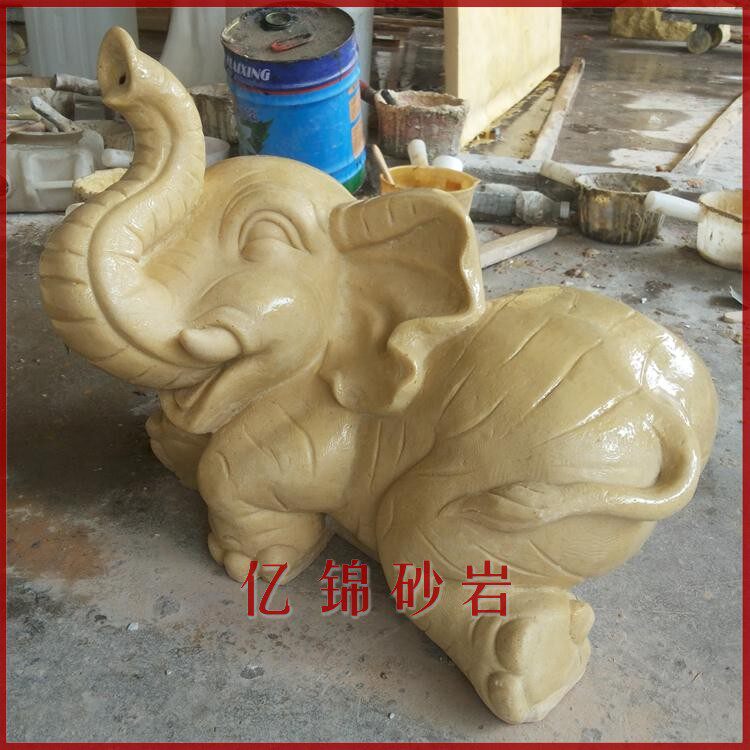Sandstone fiberglass sculpture hotel villa indoor and outdoor garden fountain decoration decoration - water spray elephant A