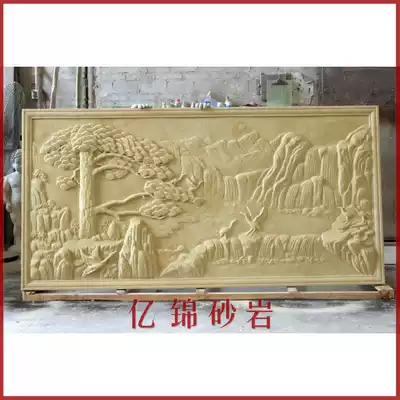 Special offer relief Chinese three-dimensional wall sand rock sculpture Hotel villa indoor and outdoor background wall decoration-welcome pine