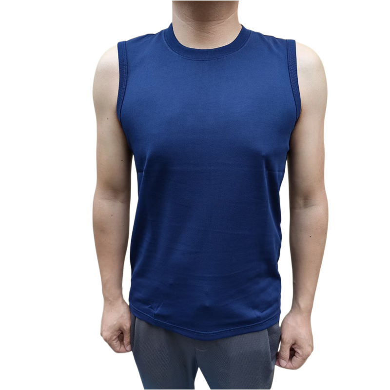 New blue round neck room elimination physical training suit training vest physical suit summer spare time sleeveless shirt T-shirt