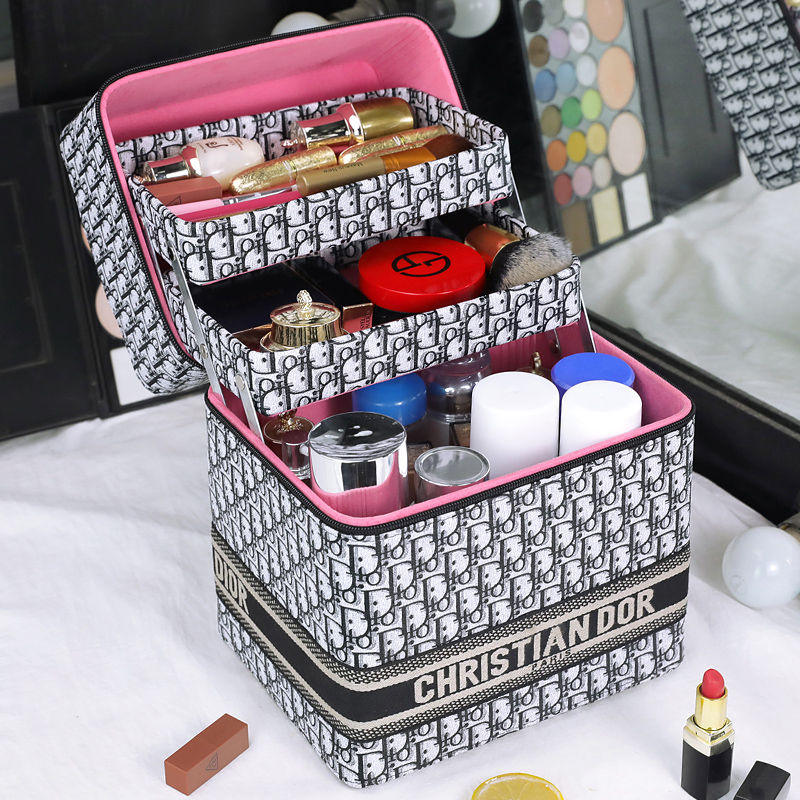 Advanced Makeup Bag Retro Printed Hand Makeup Case Large Capacity Ins Wind Super Fire Mesh Red Cosmetics Containing Box-Taobao