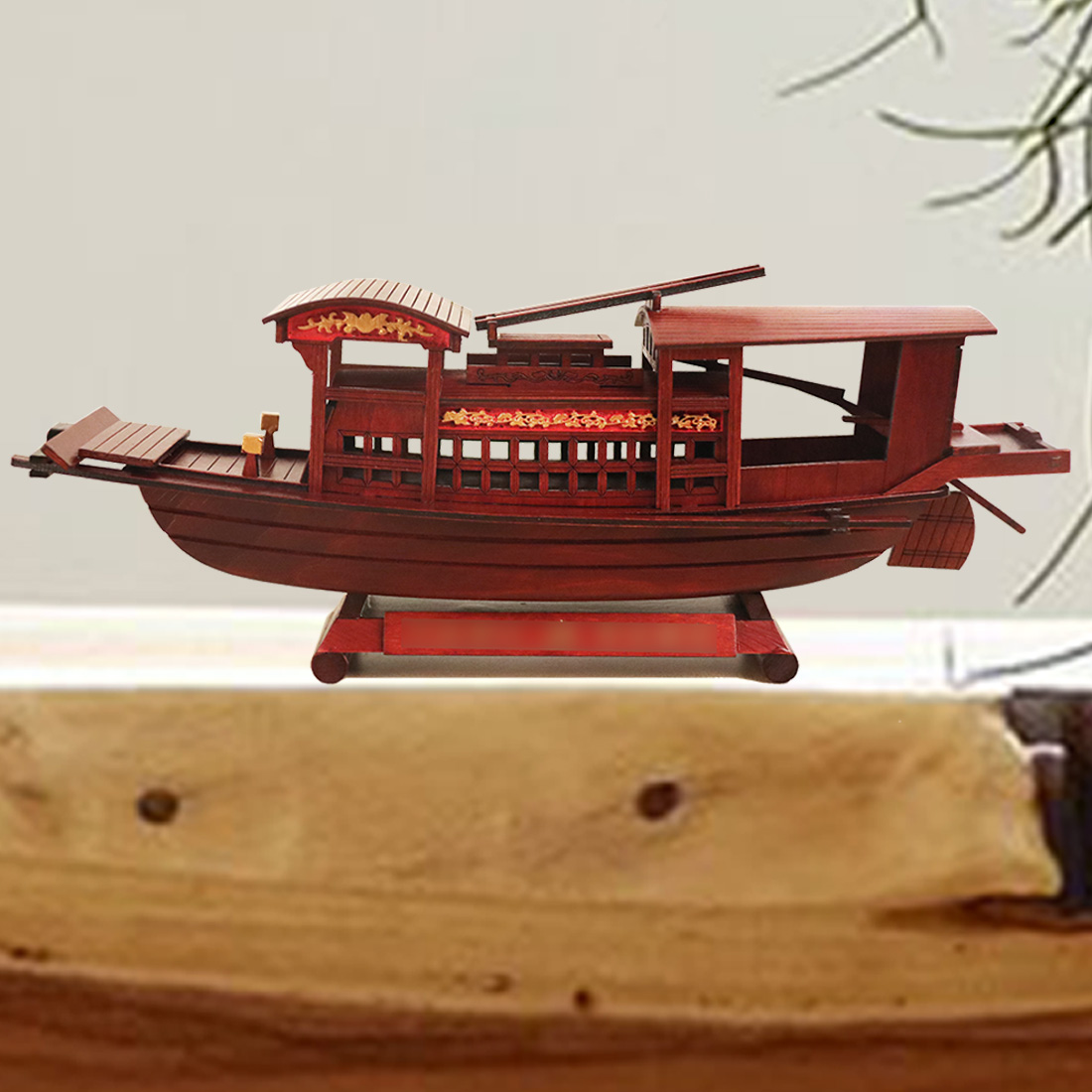 South Lake Red Boat Wooden Handmade Sailing Model 3D assembly home decoration parts middle middle school assignment