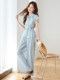 Old Money Style Fashion Suit for Women Summer 2025 New Casual Elegant Short-Sleeved Waist Shirt Wide-Leg Pants Two-Piece Set