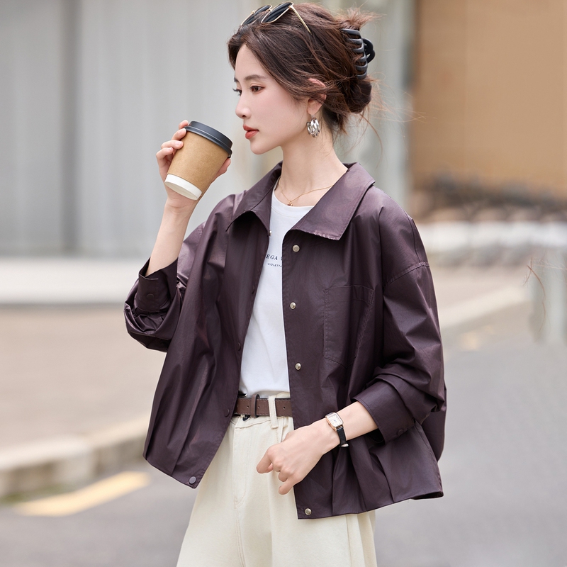 Casual Lapel Shirt-Style Thin Jacket for Women, 2025 Autumn New Style, High-End, Loose, Versatile, Petite Jacket Top