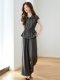 Old Money Style Fashion Suit for Women Summer 2025 New Casual Elegant Short-Sleeved Waist Shirt Wide-Leg Pants Two-Piece Set
