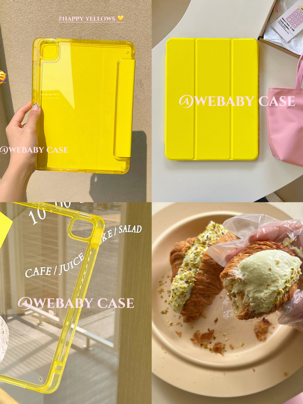 Happy Lemon Yellow/Summer New Model iPad Shell Pro11/ 10.9inch Right Pen Slot Charging 10Th Generation Acrylic Hard Shell 9.7/10.2 70% off Flip Cover Mini6 Magnetic Tablet Protective Case
