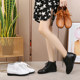 ເກີບສັ້ນແປ 2024 ພາກຮຽນ spring ແລະດູໃບໄມ້ລົ່ນຂອງຫນັງແທ້ flat heel ເກີບຂອງແມ່ຍິງ casual lace up ເກີບແມ່ຍິງສີຂາວຂະຫນາດໃຫຍ່ sole ອ່ອນ sole ເກີບດຽວບໍ່ເລື່ອນ