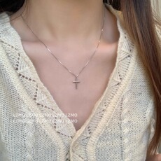 Серебряное ожерелье lzmo 极简十字架|s925纯银十字架项炼手錬女ins冷淡风日韩简约款