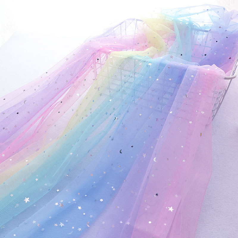 Rainbow Gradient Mesh Fabric Clothing Gauze Skirt Material Baby Clothes Internet Celebrity Soft Gauze Wedding Transparent Sheer Breathable Gauze Rainbow Gradient Mesh Fabric Clothing Gauze Skirt Material Baby Clothes Internet Celebrity Soft Gauze Wedding Transparent Sheer Breathable Gauze