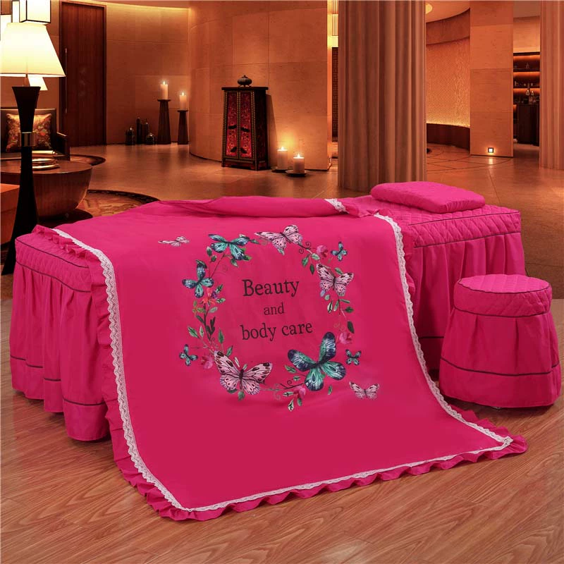 Thẩm mỹ giường bao gồm bốn bộ massage cơ thể tròn đầu vuông quản lý da thẩm mỹ viện với massage giường vật lý trị liệu