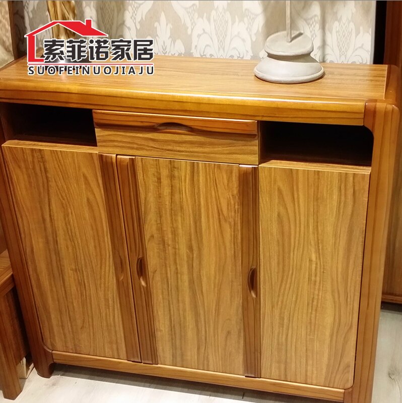 Modern Chinese Solid Wood Double Door Shoe Cabinet Two Door Shoe Rack Brief Xuan Guan Door Hall Cabinet Holding Cabinet With Drawer Containing Cabinet