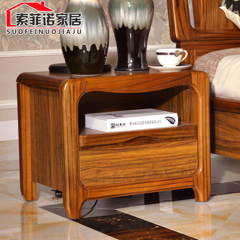 Chinese style solid wood wooden bedside table bedside storage cabinet storage cabinet ebony wood drawer bedroom furniture