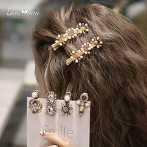 Retro Flowers Hair Clip Woman South Korea Nets Red Hair Caroucher Accessories Girl Liu Haiclip Elegant Duckbill Clip Cute Side Clip