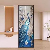 Clip Pinch Ribbon Enamel Color Art Glass Partition Screen Custom Modern High-end Carved Flowers Double Light Transmission Light Luxury Peacock