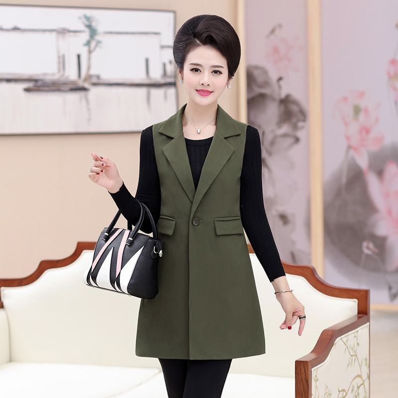 phụ nữ trung niên của mùa xuân và mùa thu quần áo mẹ 40 tuổi 50 tay áo gió ngựa Clip vest phù hợp với vai áo khoác dài