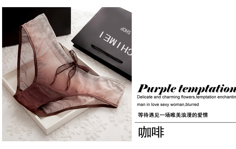 Red Mei lưới mới gradient lưới lưới đồ lót phụ nữ gợi cảm quần lót eo thấp quần đầu gợi cảm ren quyến rũ quần lót chữ c