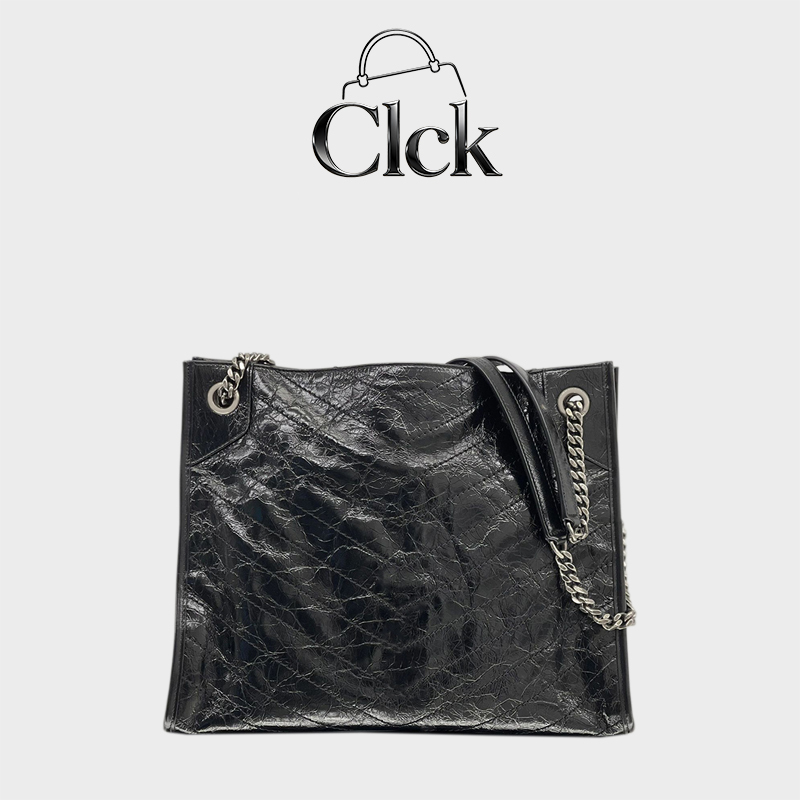 Official Website Clck New Model Niki Shopping Bag Oil-Waxed Cowhide Tote Bag Large Capacity Commuter Travel Chain Hobo Bag