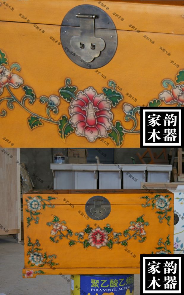 Hộp lưu trữ gỗ rắn sơn hộp lưu trữ thông cổ điển làm bàn trà Tây Tạng cũ vali retro đầu giường bàn điện thoại bàn - Cái hộp thùng gỗ