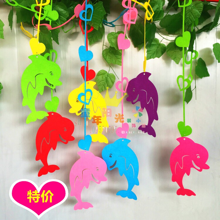 Kindergarten charm Mall corridor sky creative charm Summer ocean decoration Cute dolphin pendant