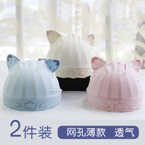 Newborn Baby Cap Summer Thin style Breathable Hat 0-3 months First male and female baby mesh protective halogen door hat Summer 6