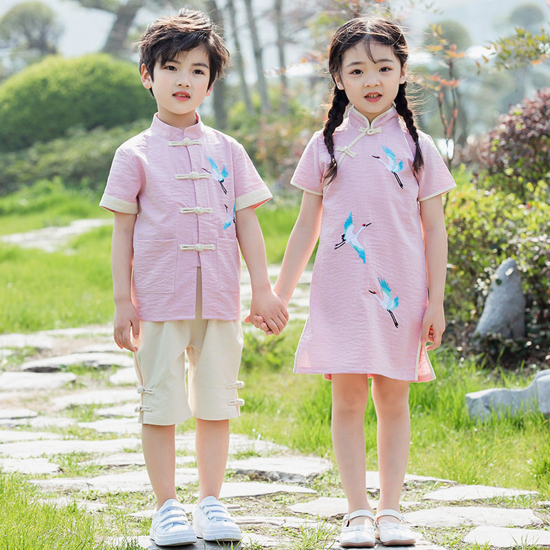 Hanfu boys and girls Chinese style new 2021 popular summer Chinese school kindergarten primary school students class uniforms performance clothes