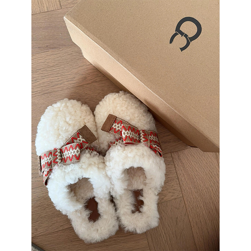 Sangpo Wool Bowknot Slippers for Women, Outdoor Wear, 2025 New Winter Style, Fleece-Lined, Closed-Toe Half Slippers, Slip-On Cotton Slippers Sangpo Wool Bowknot Slippers for Women, Outdoor Wear, 2025 New Winter Style, Fleece-Lined, Closed-Toe Half Slippers, Slip-On Cotton Slippers