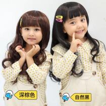 Childrens wig hair set full head headwear Princess shape female cute child baby photo props natural wig